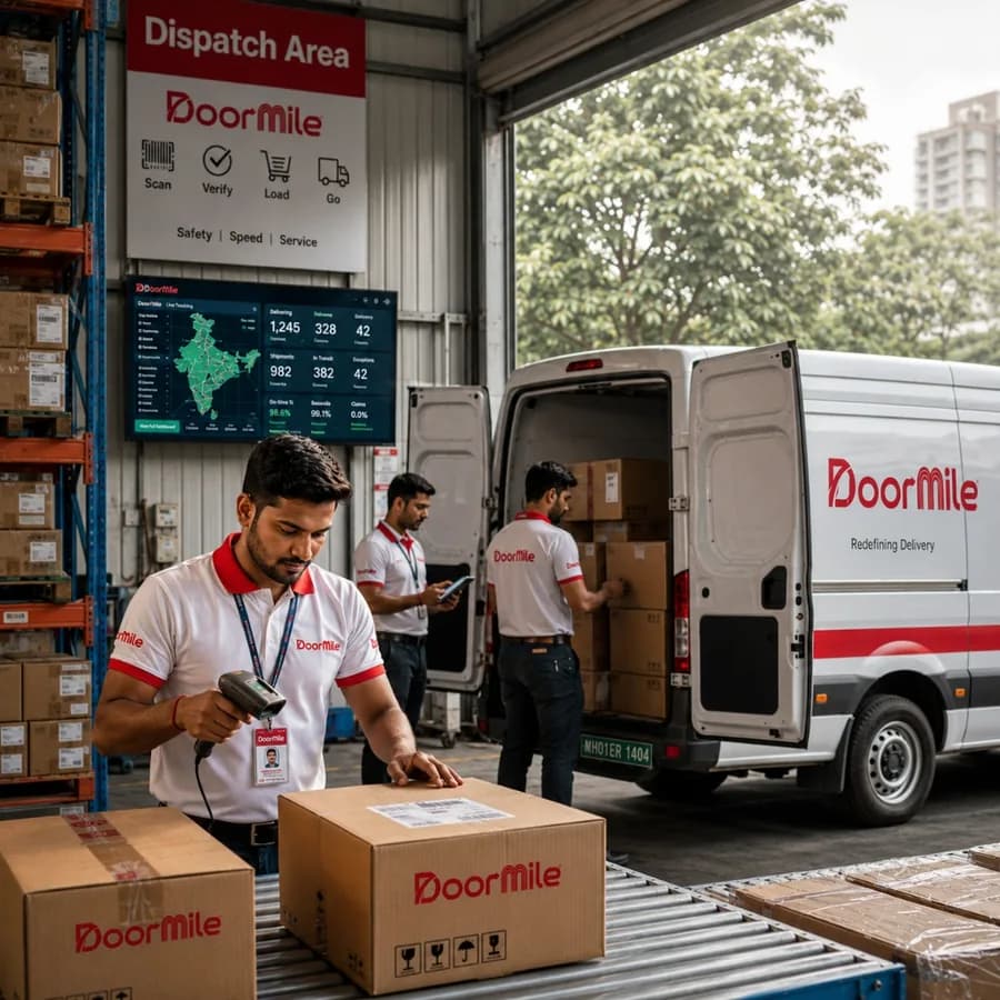 Doormile dispatch area with a live operations wall